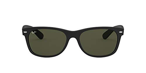 Ray-Ban RB2132 New Wayfarer Sunglasses, Rubber Black/Green, 52 mm