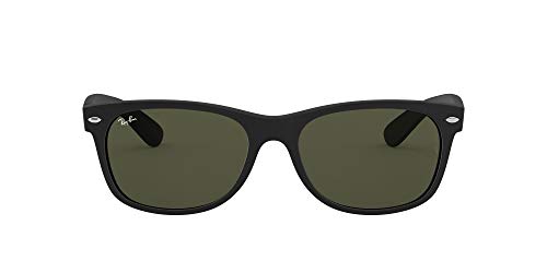 Ray-Ban RB2132 New Wayfarer Sunglasses, Rubber Black/Green, 52 mm