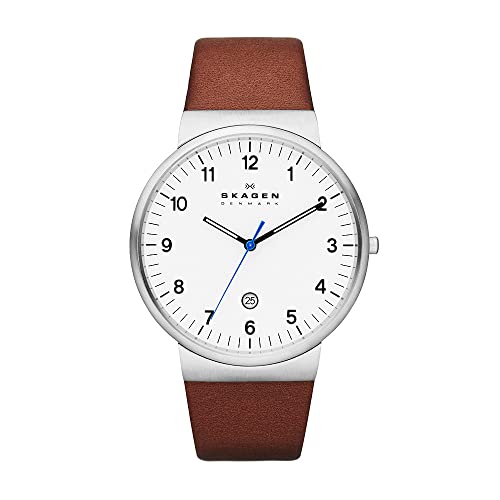 Skagen Men's Ancher Quartz Stainless Steel and Leather Watch