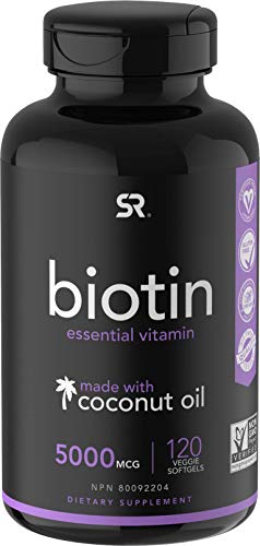 Biotin (5,000mcg) with Coconut Oil | Supports Healthy Hair, Skin & Nails in Biotin deficient Individuals