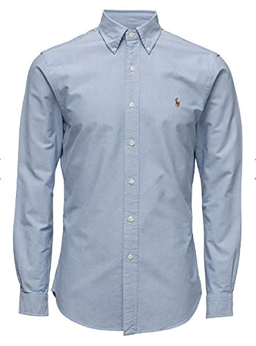 Polo Ralph Lauren Mens Classic Fit Oxford Longsleeve Buttondown Shirt (Light Blue, Medium)