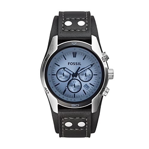 Fossil Men's Coachman Quartz Stainless Steel and Leather Chronograph Watch, Color: Silver, Black (Model: CH2564)