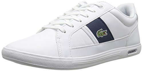 Lacoste Men's Europa Fashion Sneaker, White/Dark Blue, 9.5 M US