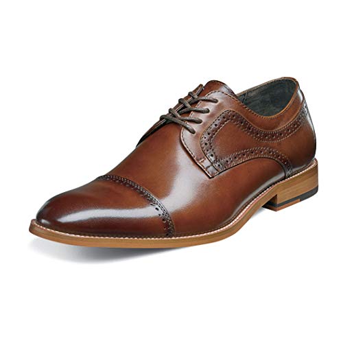 STACY ADAMS Men's Dickinson Cap Toe Oxford, Cognac, 9.5