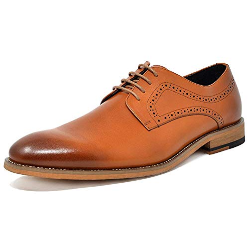 Bruno Marc Men's Oxford Dress Shoes Wingtip Genuine Leather Formal Shoes Brown Size 6.5 M US Waltz-2