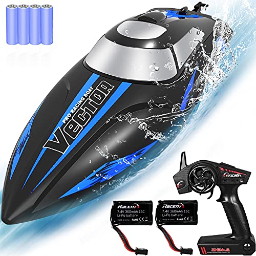 YEZI Remote Control Boat for Pools & Lakes,Udi001 Venom Fast RC Boat for Kids & Adults,Self Righting Remote Controlled Boat W/Extra Battery (Dark Blue)