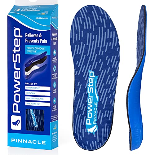 Powerstep Unisex-Adult Pinnacle Arch Support Orthotic Insert for Plantar Fasciitis, Equipment for Home Workouts, Blue, Men's Size 10-10.5/Women's Size 12