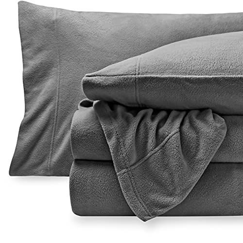 Bare Home Super Soft Fleece Sheet Set - Queen Size - Extra Plush Polar Fleece, No-Pilling Bed Sheets - All Season Cozy Warmth (Queen, Grey)