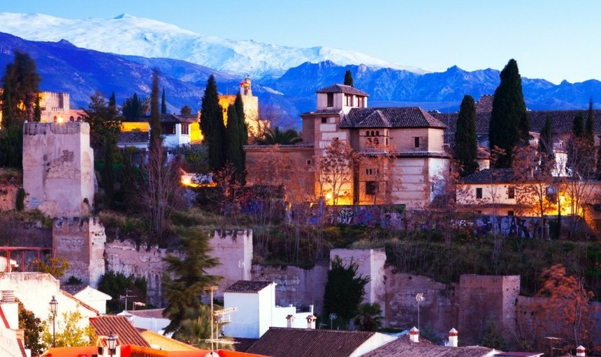 Alhambra with Sierra Nevada in the background