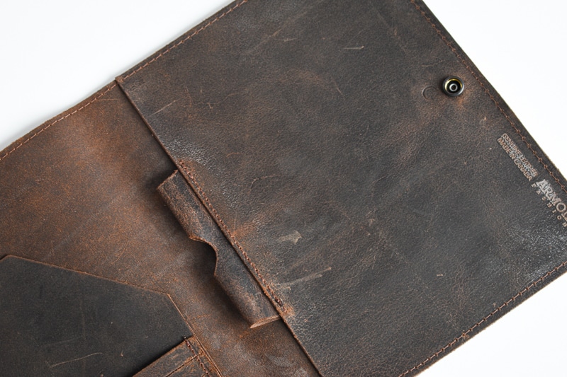 Armoir Leather Porfolio top down closeup