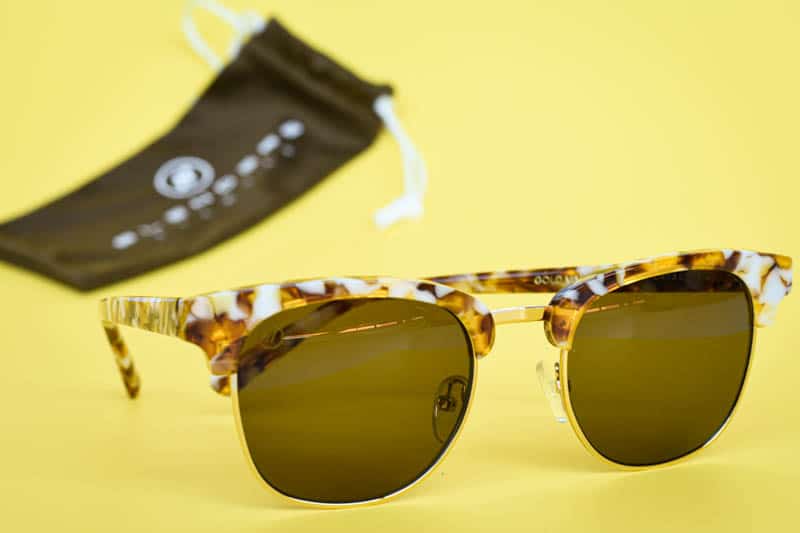 Blenders Eyewear gold mamba cardiff sunglasses on yellow background