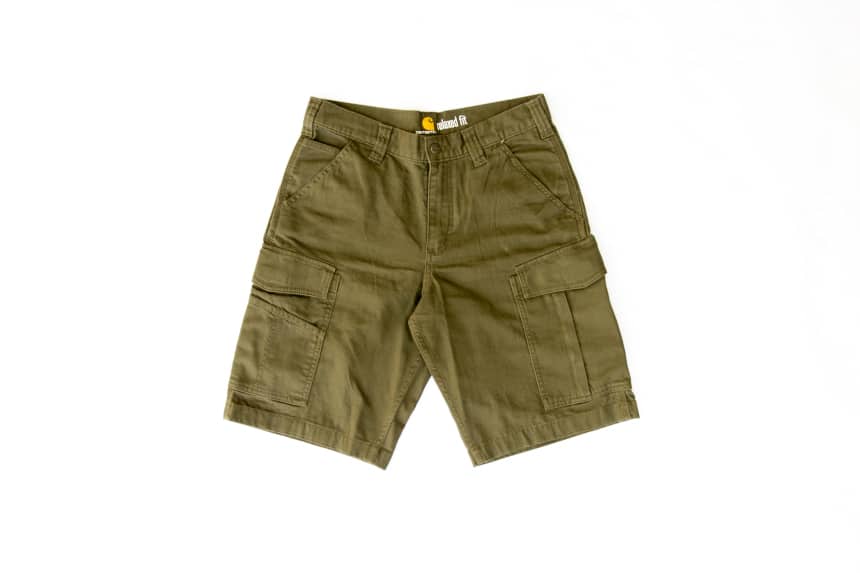 Carhartt Rugged Flex Rigby Cargo Short in tarmac front facing on white background