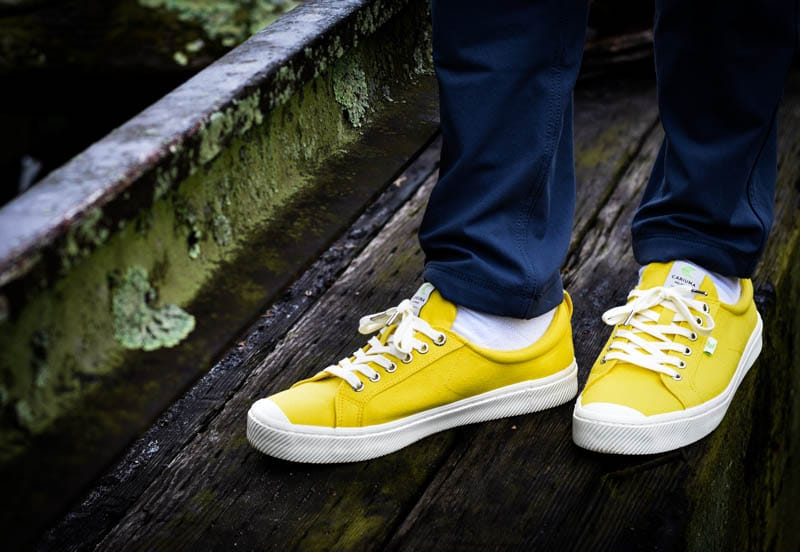 cariuma canvas yellow sneakers