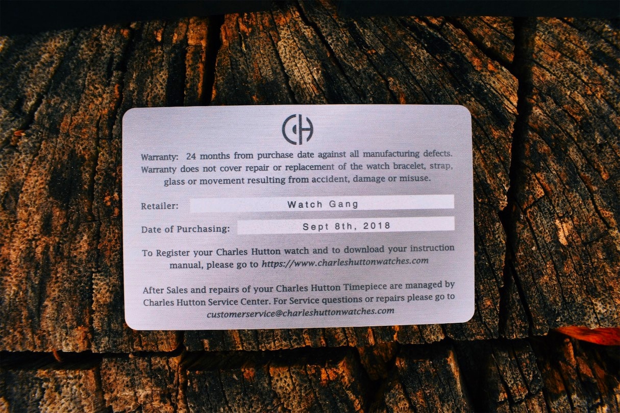 Charles Hutton Authenticity Card Warranty Info