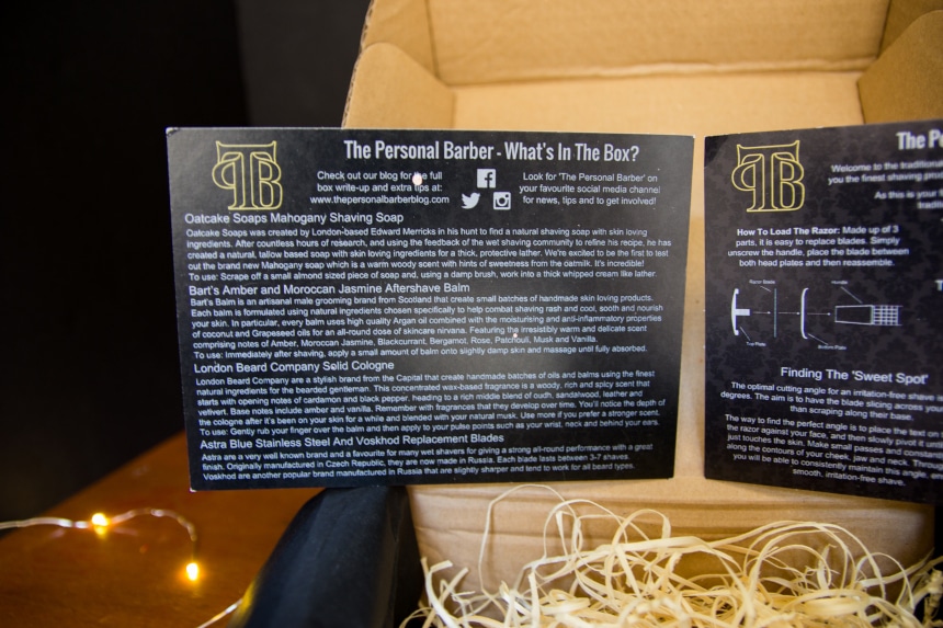Close Up of The Personal Barber Subscription Box Instruction Card A