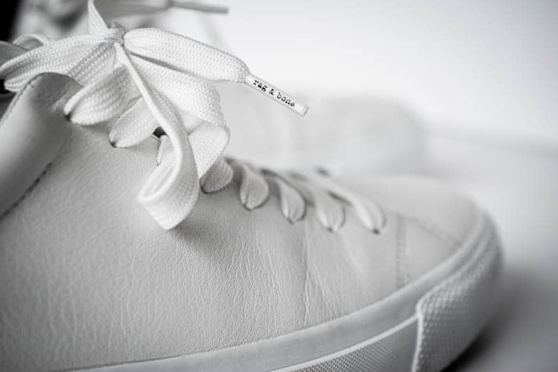 closeup of shoelace for rag and bone sneakers