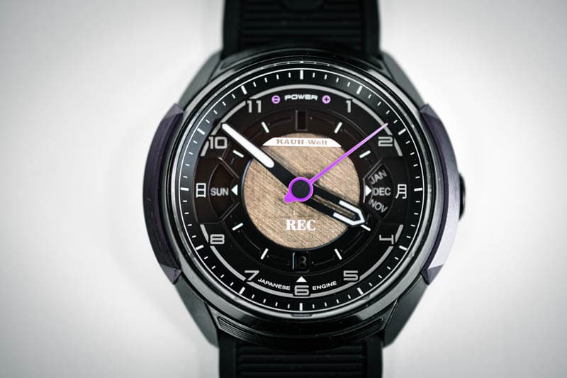 closeup on dial of 901 RWB Rotana automatic watch 1