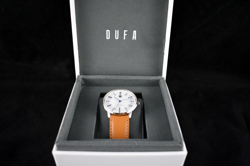 Dufa Bayer Watch Box Open Showing Watch On Cushion