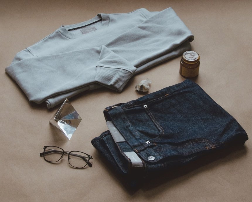 Everlane grid of men's clothing plus random accessories