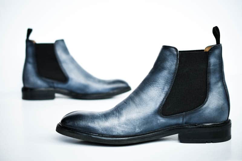 face to face chelsea boots blue leather moral code