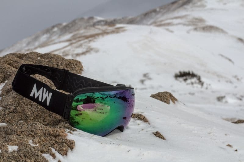 Float goggle on mountain in snow