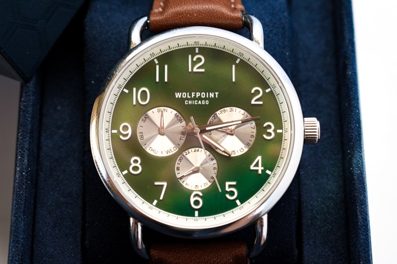 fort dearborn forest green logo dial topdown