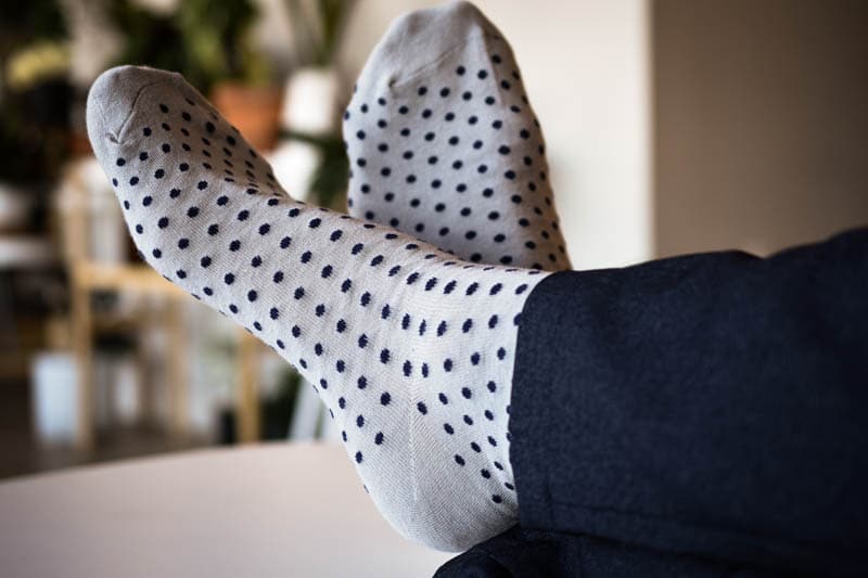 gentlemen of the north grey and blue polka dot socks