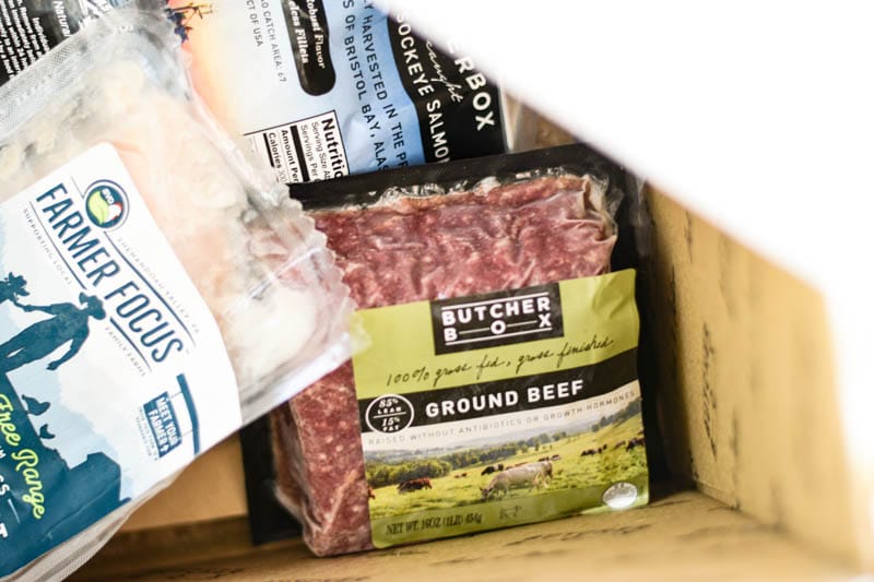 ground beef packed into butcherbox package