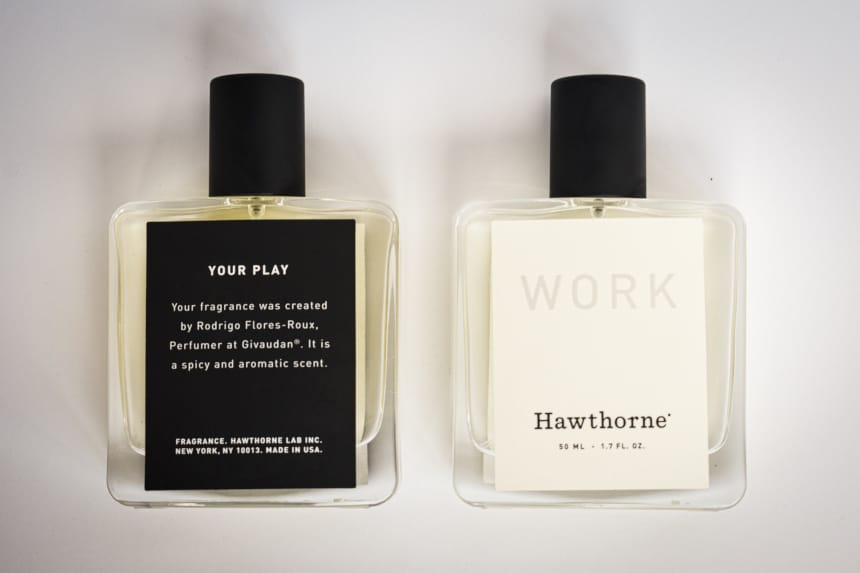 Hawthorne Fragrance Top Down Work Front on Play Back of Cologne