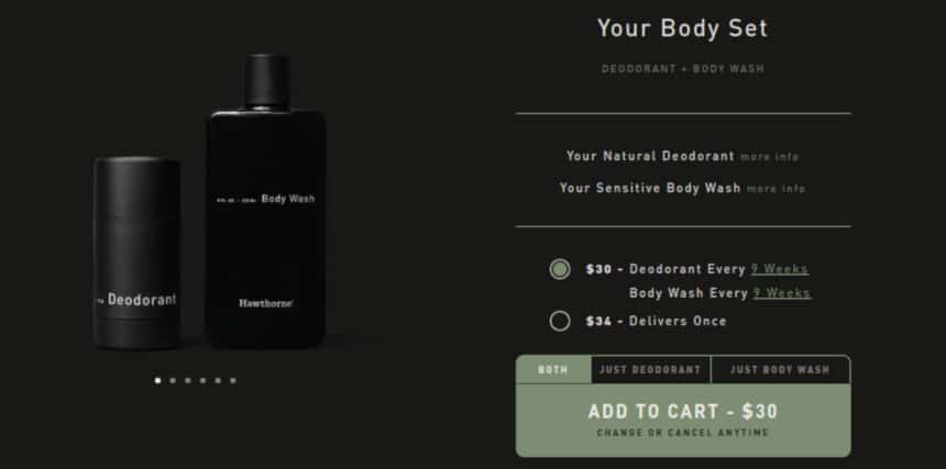 Hawthorne Quiz Screenshot Deodorant and Body Wash
