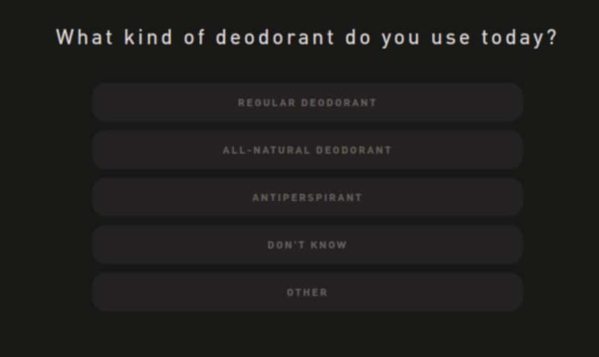 Hawthorne Quiz Screenshot Deodorant User Type Question