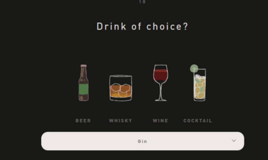 Hawthorne Quiz Screenshot Drink Question