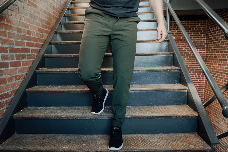 lululemon abc jogger on model walking down stairs