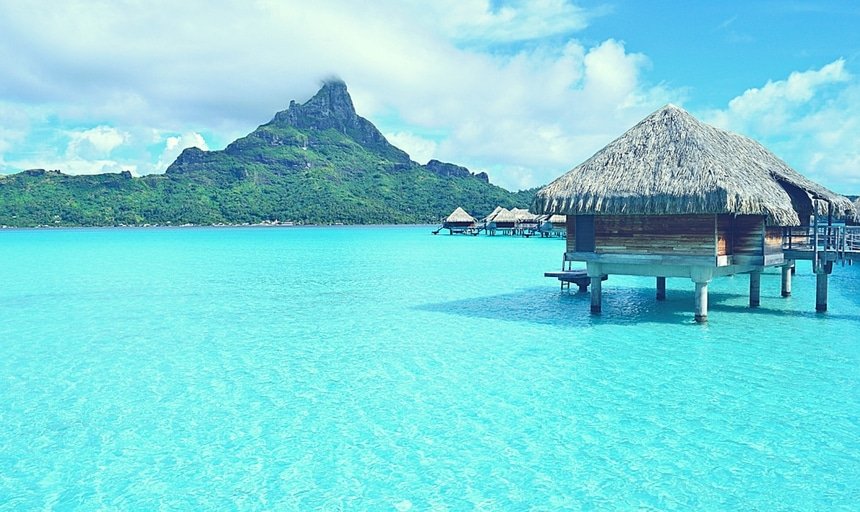 Luxury overwater vacation resort on Bora Bora 