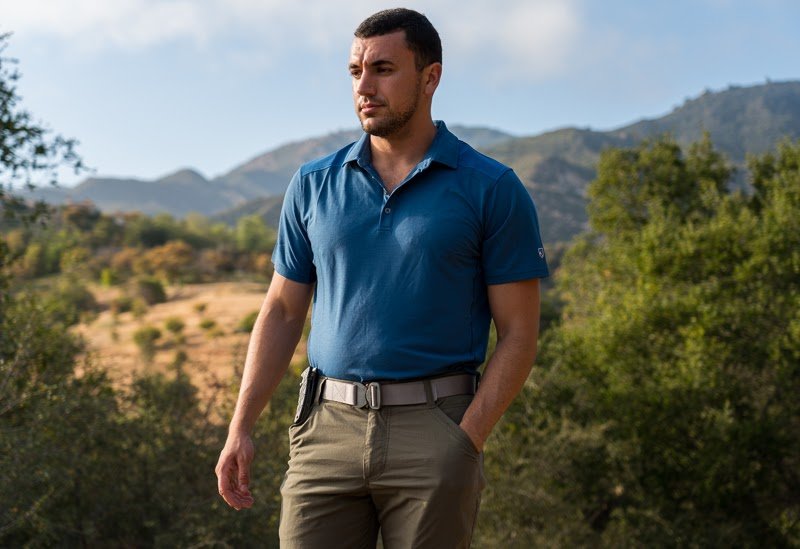 Man standing on trail in Kuhl