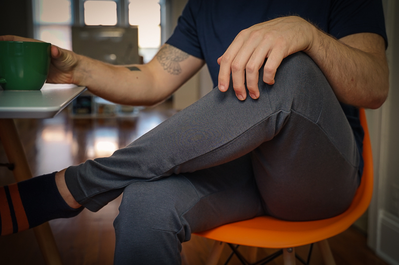 Man wearing Unbound Merino sweats