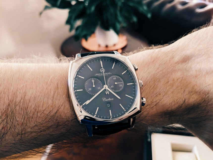 Melbourne Watch Company Carlton Black on wrist inside