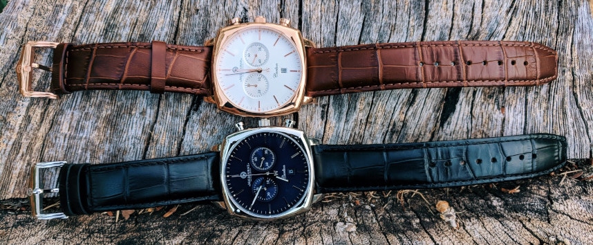 Melbourne Watch Company Carlton Classic Rose and Black on top of each other horizontal