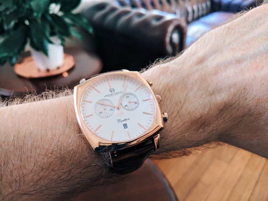 Melbourne Watch Company Carlton Classic Rose on wrist inside