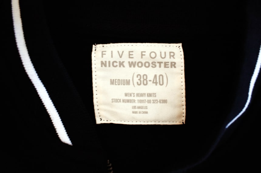 Menlo Club Nick Wooster Five Four Collection Navy and White Heavy Knit Jacket Tag