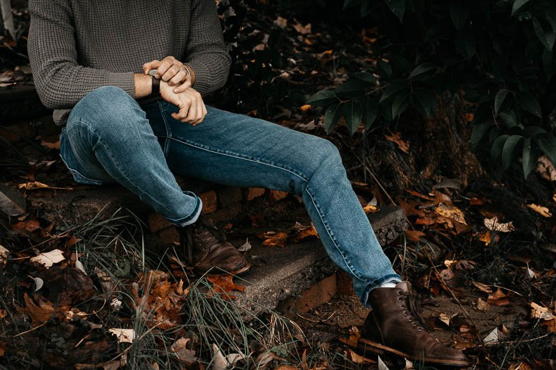 model wearing boots and liverpool jeans