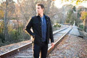 winter essentials men model standing with coat jeans and vest