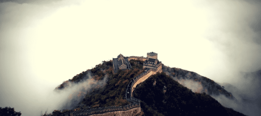 The Great Wall of China in the clouds