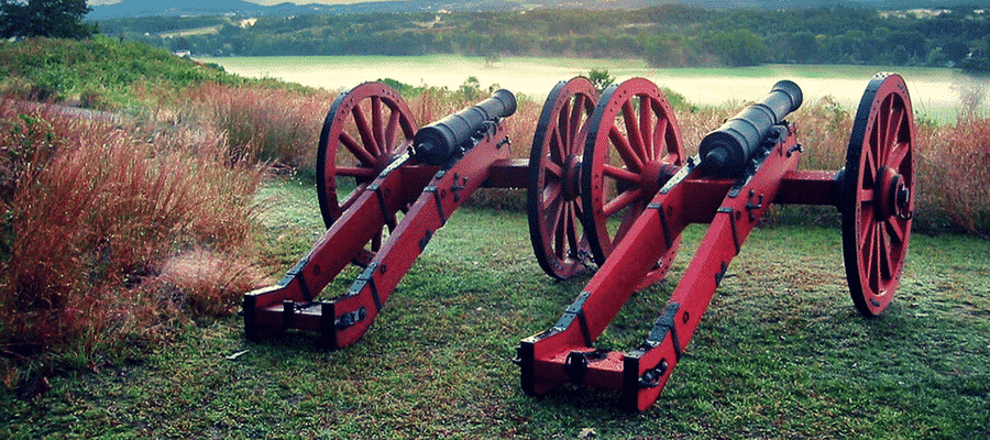 Cannons on an old battlefield