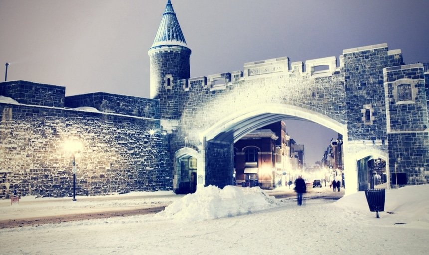 Quebec city landmark. Old fortress in winter.