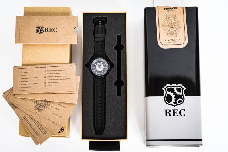 REC Watches 901 RWB Rotana unboxing on white background