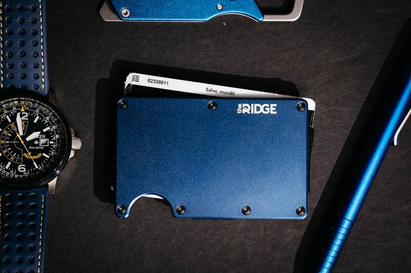 Ridge Wallet blue card wallet