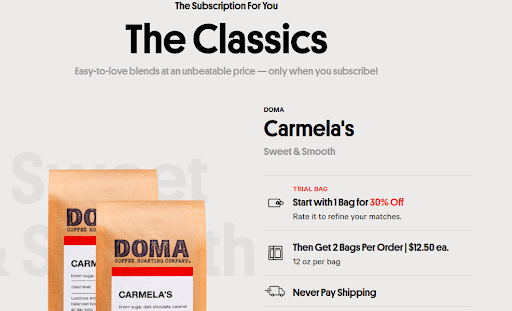 Screenshot of The Classics On Trade Coffee Website.png