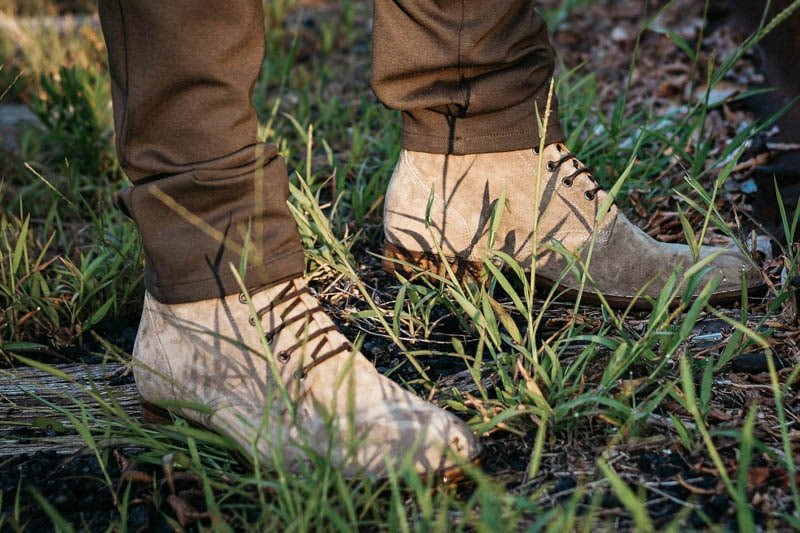 side view of MGemi suede fuggire Boots