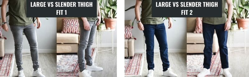 skinny vs slim jean thigh fit comparison